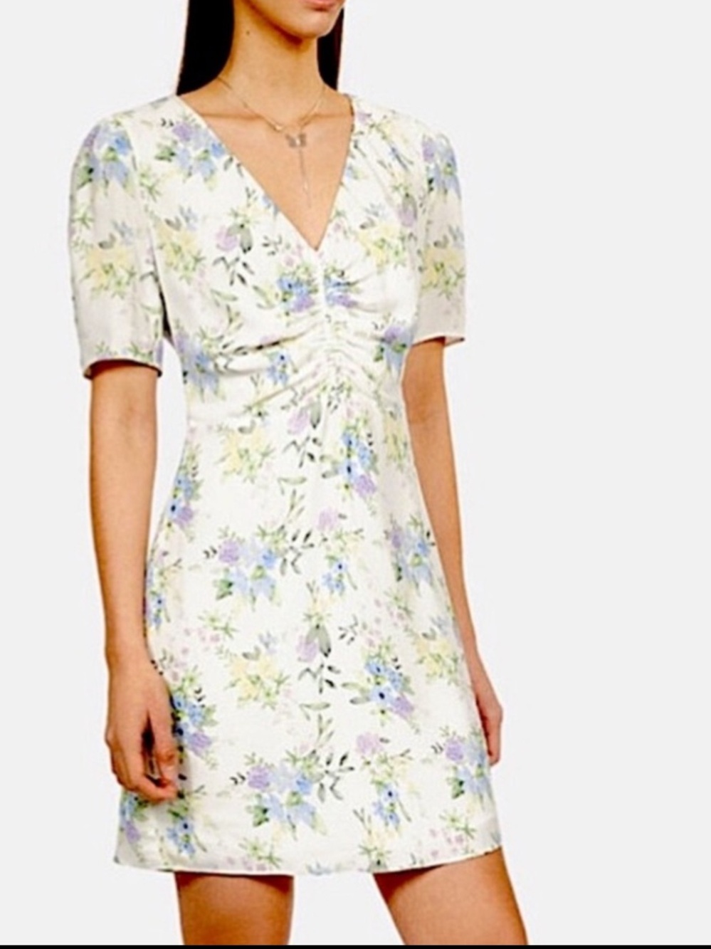 The Kooples Romantic Mood mini dress shirred dress puff sleeve France NWT Euro